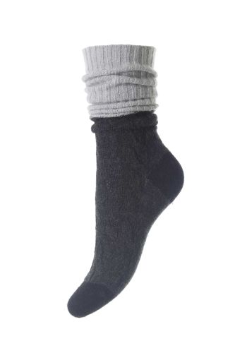 Clara Merino Wool Cashmere Women's Boot Socks  - Charcoal