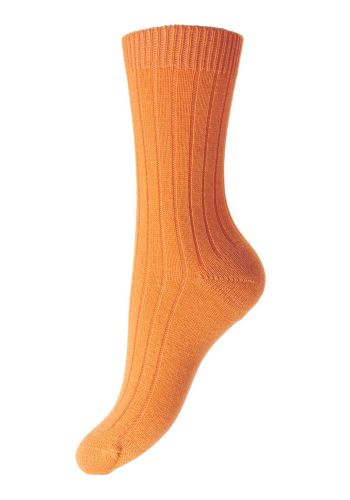Tabitha Rib Cashmere Women's Socks - Apricot