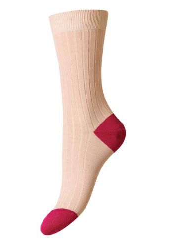 Jasmine - 8x2 Rib Contrast Cotton Fil D'Ecosse - Women's Socks