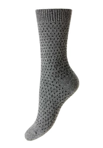 Dotty - All Over Dots Charcoal Chine Cashmere Women&#039;s Luxury Socks - UK 4-7