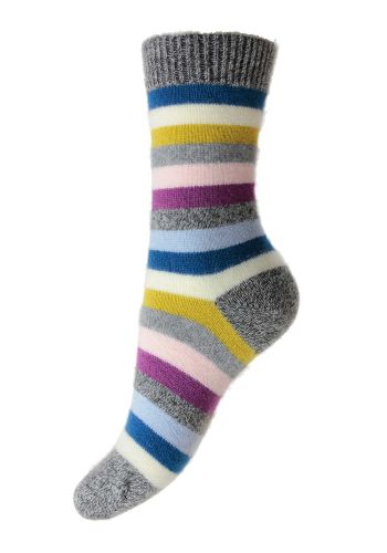 Samara - 8 Colour Stripe Cashmere Women's Luxury Socks