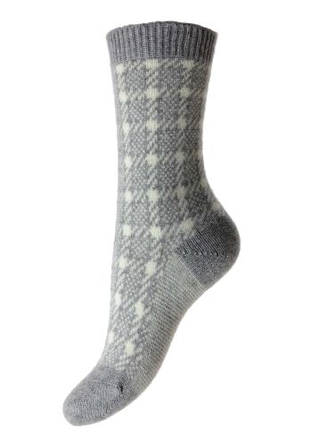Hannah - Houndstooth Flannel Cashmere Women&#039;s Luxury Socks