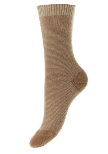 Aria Camel Feeder Stripe Cashmere Women&#039;s Luxury Socks