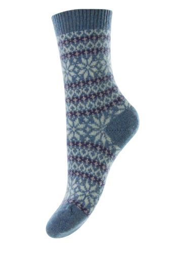 Neve - Snowflake Fairisle Cashmere Women's Luxury Socks