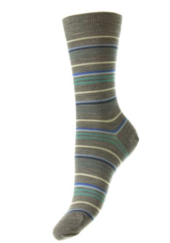 Maria - Multi Stripe Merino Wool Women's Sock