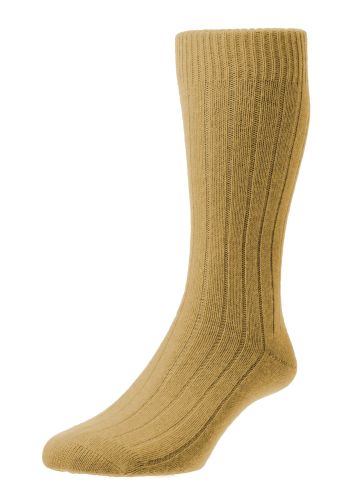 Waddington Cashmere Men's Socks - Ochre- Large