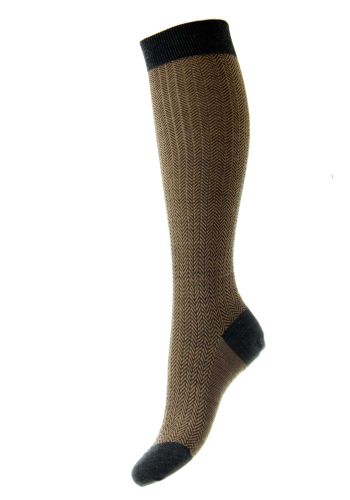 Hatty Herringbone Merino Wool Long Women's Socks