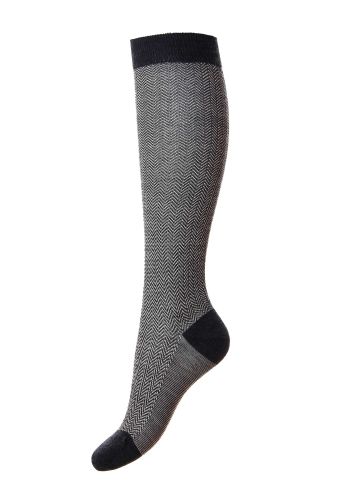 Hatty - Herringbone Merino Wool Knee-High Women's Socks