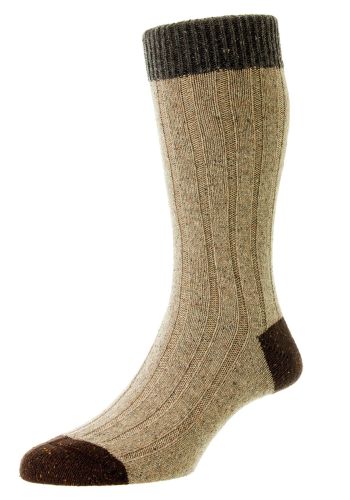 Thornham - 6 x 2 Rib with Contrast Top, Heel & Toe Wool Men's Sock
