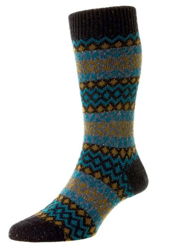 Fellcroft - Fairisle Navy Fleck Wool Men&#039;s Sock - Medium