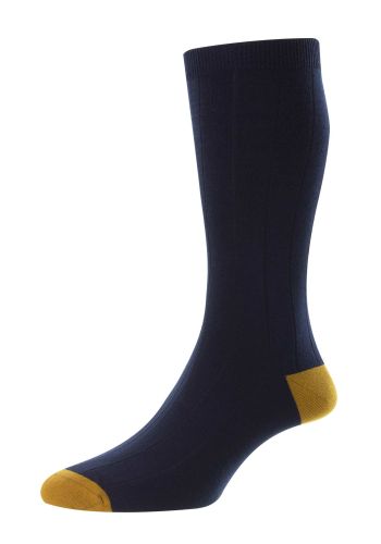 Burford - 19 x 1 Rib With Contrast Heel & Toe -  Organic Cotton Men's Sock
